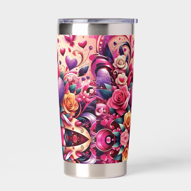 Romantic Floral Heart Tumbler Wrap – 20 oz (Left)