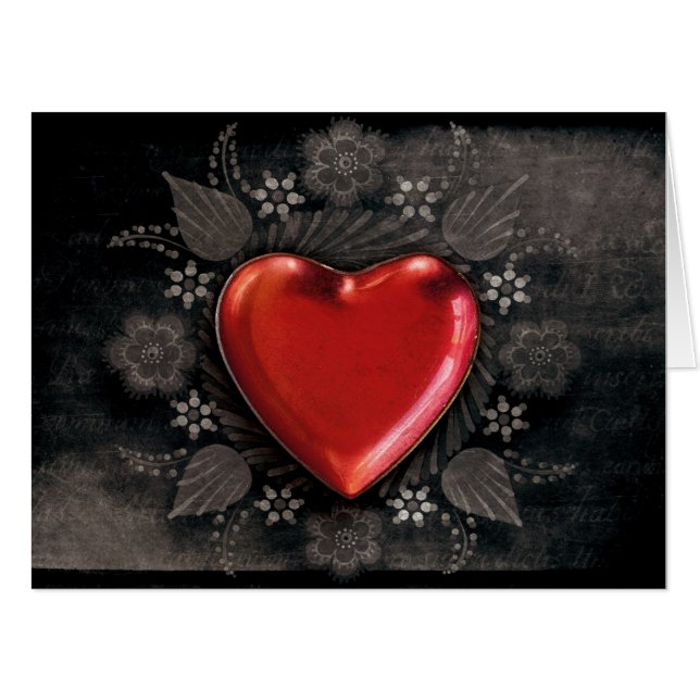 Romantic Floral Heart Valentine Love Card (Front Horizontal)
