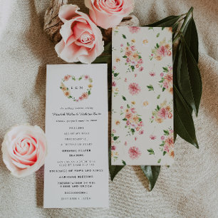 Romantic Floral Heart Wedding Ceremony Program