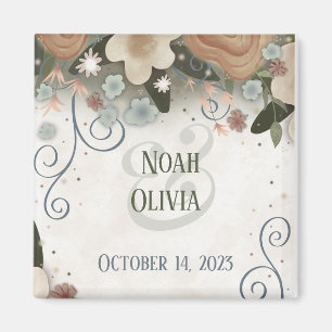 Romantic Floral Inspirivity Personalized Wedding Magnet