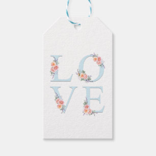 Romantic Floral Love in Bloom Typography Gift Tags