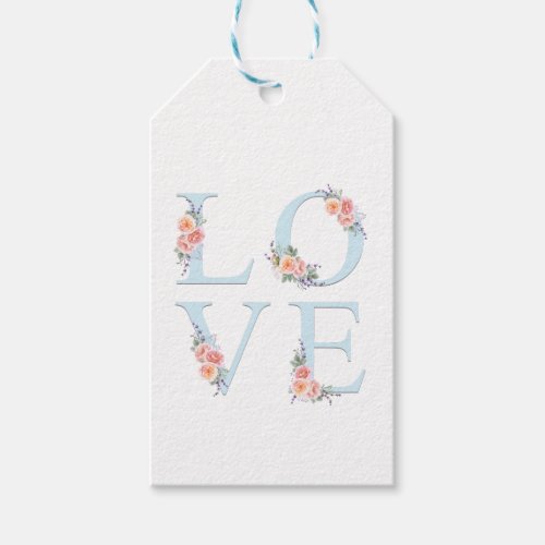 Romantic Floral Love in Bloom Typography Gift Tags