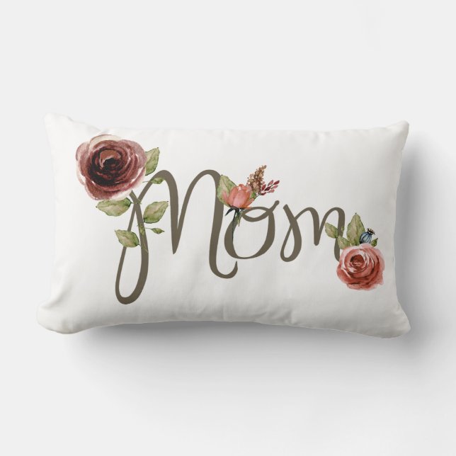 Romantic Floral Mom Throw Pillow (Front)