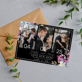 Romantic Floral Moody Dark Flowers Wedding Save The Date