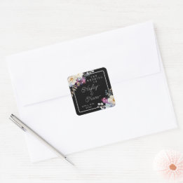 Romantic Floral Moody Dark Flowers Wedding Square Sticker