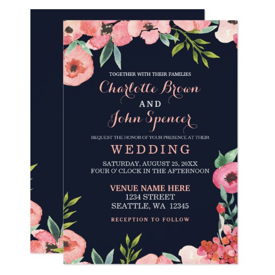 romantic floral navy blue