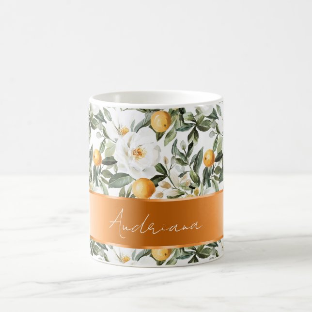 Romantic Floral Oranges Sicily Italian Coffee Mug (Center)
