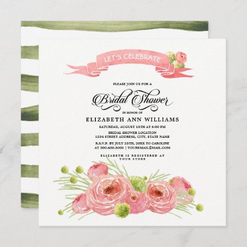 Romantic Floral Painting Bridal Shower Invitation