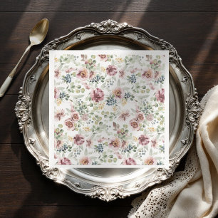 Romantic floral pastel paper napkins