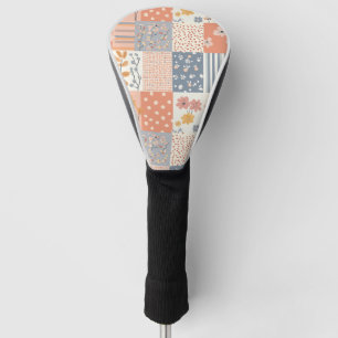 Romantic Floral Patchwork in Blush Pink and Ivory Golf Head Cover