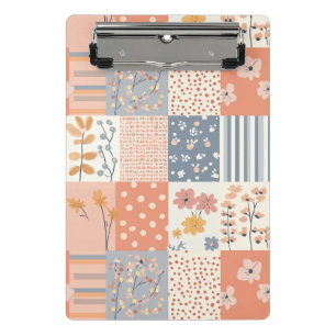Romantic Floral Patchwork in Blush Pink and Ivory Mini Clipboard