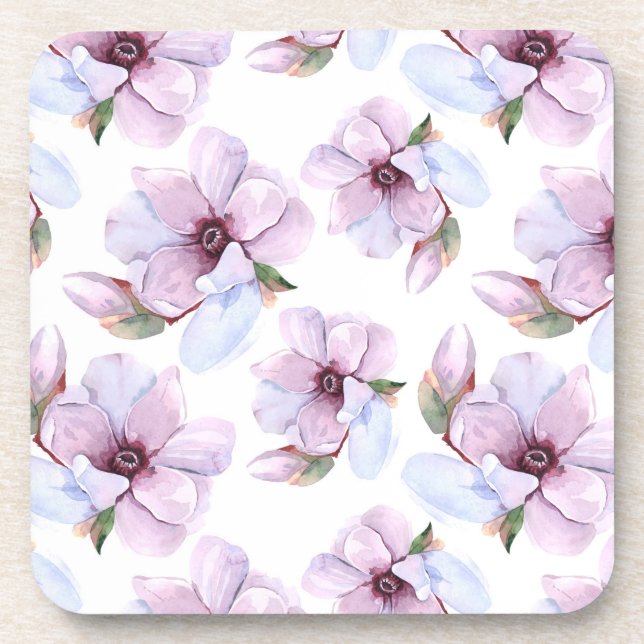Romantic Floral Pattern Beverage Coaster (Front)