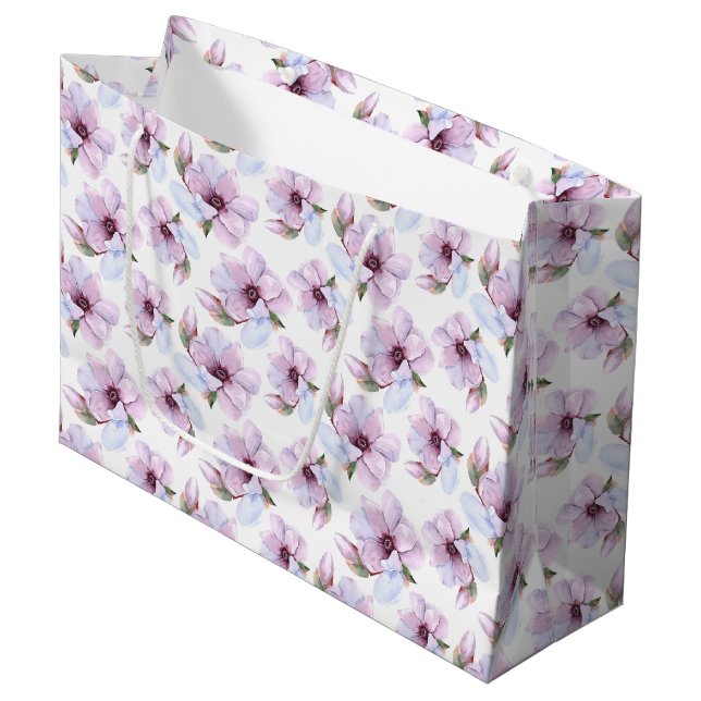 Romantic Floral Pattern Large Gift Bag (Front Angled)