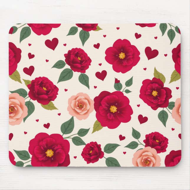 Romantic Floral Pattern Mouse Pad (Front)