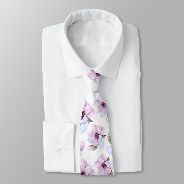 Romantic Floral Pattern Neck Tie (Tied)