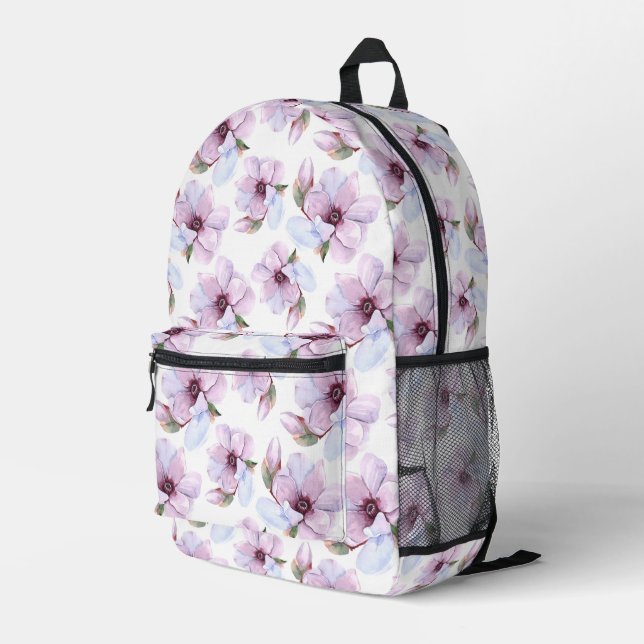 Romantic Floral Pattern Printed Backpack (Back Corner Right)