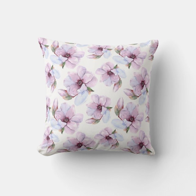 Romantic Floral Pattern Throw Pillow (Front)