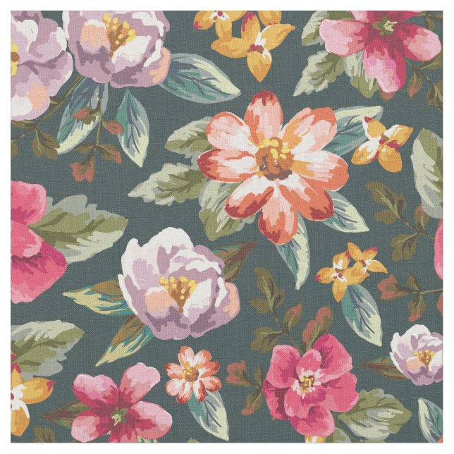 Romantic Floral Pattern | Vintage Flowers Fabric (Close Up)