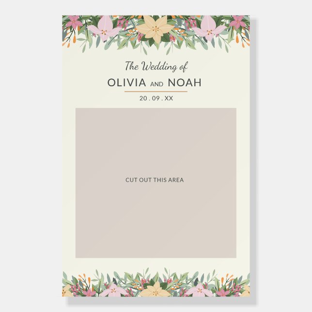 Romantic Floral Photo Booth Backdrop Foam Board (Front)