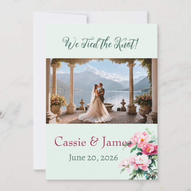 Romantic Floral Photo Wedding Announcement (Front)