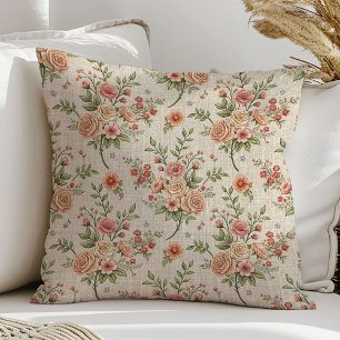 Romantic Floral Pillow Vintage Pastel Blush Roses