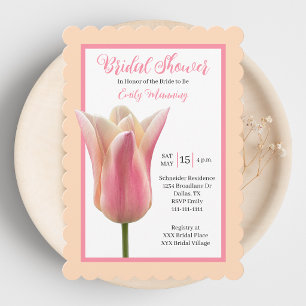 Romantic Floral Pink Tulip Bridal Shower Invitation
