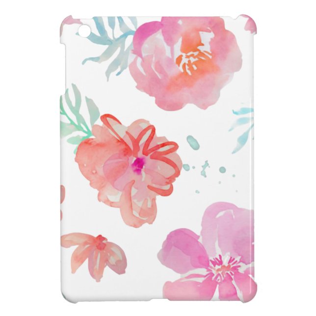 Romantic Floral Pink Watercolor Cool & Elegant for iPad Mini Case (Back)