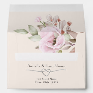 Romantic Floral Pink Wedding Envelope