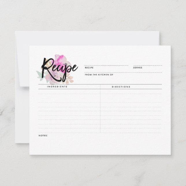 Romantic Floral | Recipe Cards (Front)