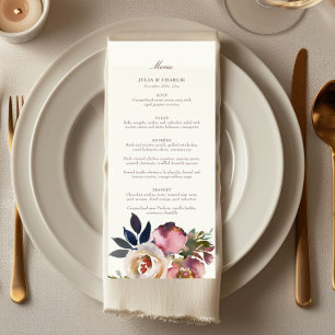 Romantic Floral Roses Elegant Wedding Menu