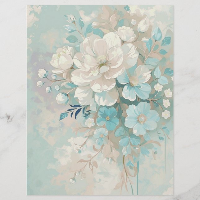 Romantic Floral Scrapbook Paper – Shabby Chic  (Front)