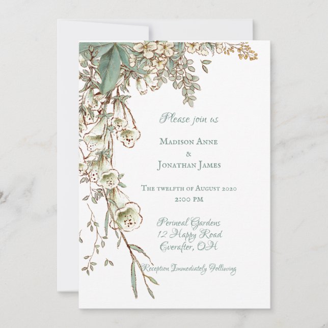 Romantic Floral Script Elegant Wedding Invitation (Front)