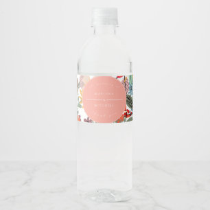 Romantic Floral soft Pink Green peach Classic Water Bottle Label