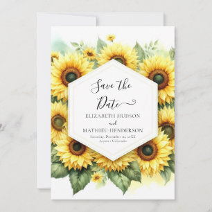 Romantic Floral Sunflower Wedding Save The Date