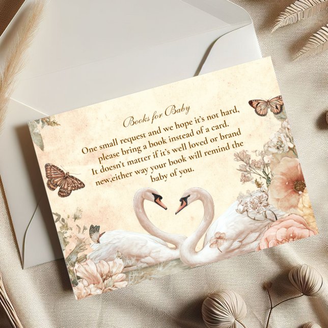 Romantic Floral Swan Books for Baby  Enclosure Card (Creator Uploaded)