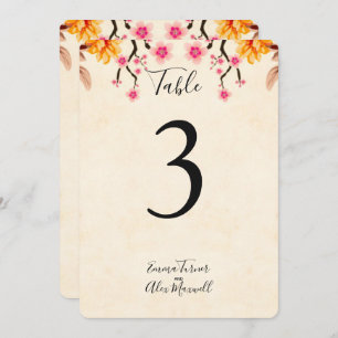 Romantic Floral Table number cards