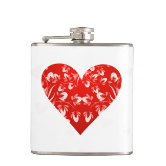Romantic Floral Valentine Heart Flask