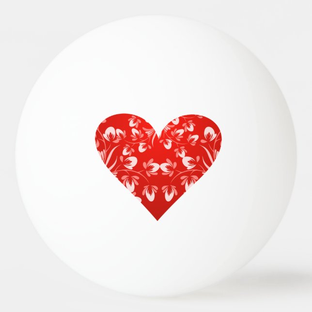 Romantic Floral Valentine Heart Ping Pong Ball (Front)