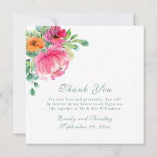 Romantic Floral Vibrant Photo Thank You Card