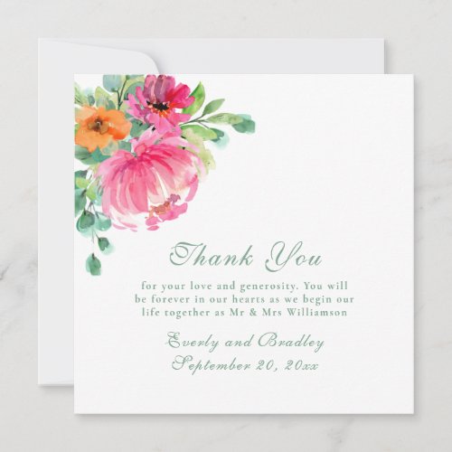 Romantic Floral Vibrant Photo Thank You Card   