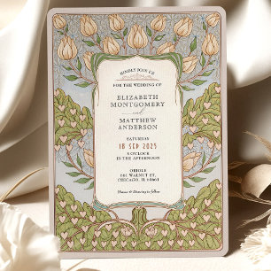 Romantic Floral Vine Art Nouveau Wedding Invitation