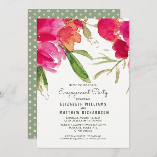 Romantic Floral Watercolor Engagement Party Invite