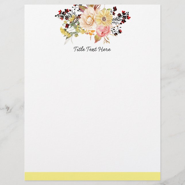Romantic floral, Watercolor Flower, letterhead (Front)