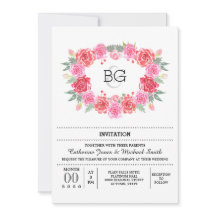 Romantic floral watercolor rose wreath