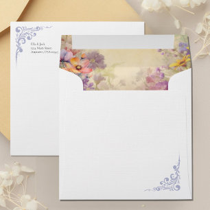Romantic Floral Watercolor Wedding Envelope