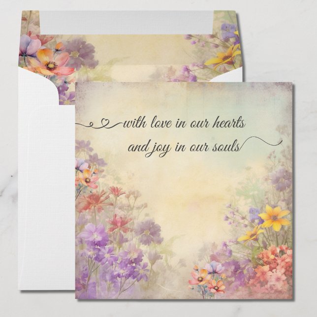 Romantic Floral Watercolor Wedding Thank You Card  (A heartfelt beginning.)