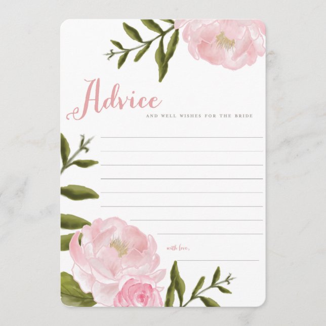 Romantic Floral Wedding Advice Cards (Front)