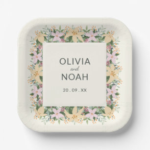 Romantic floral wedding - boho party paper plates