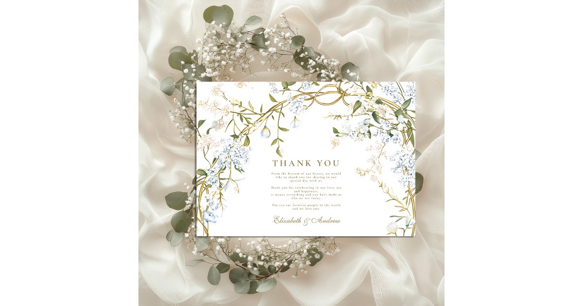 Romantic Floral Wedding Design Thank You Card | Zazzle