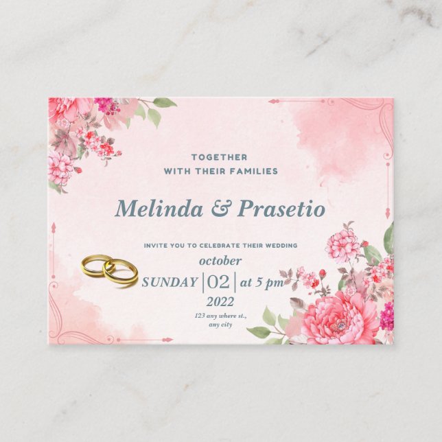 Romantic Floral Wedding Invitation (Front)